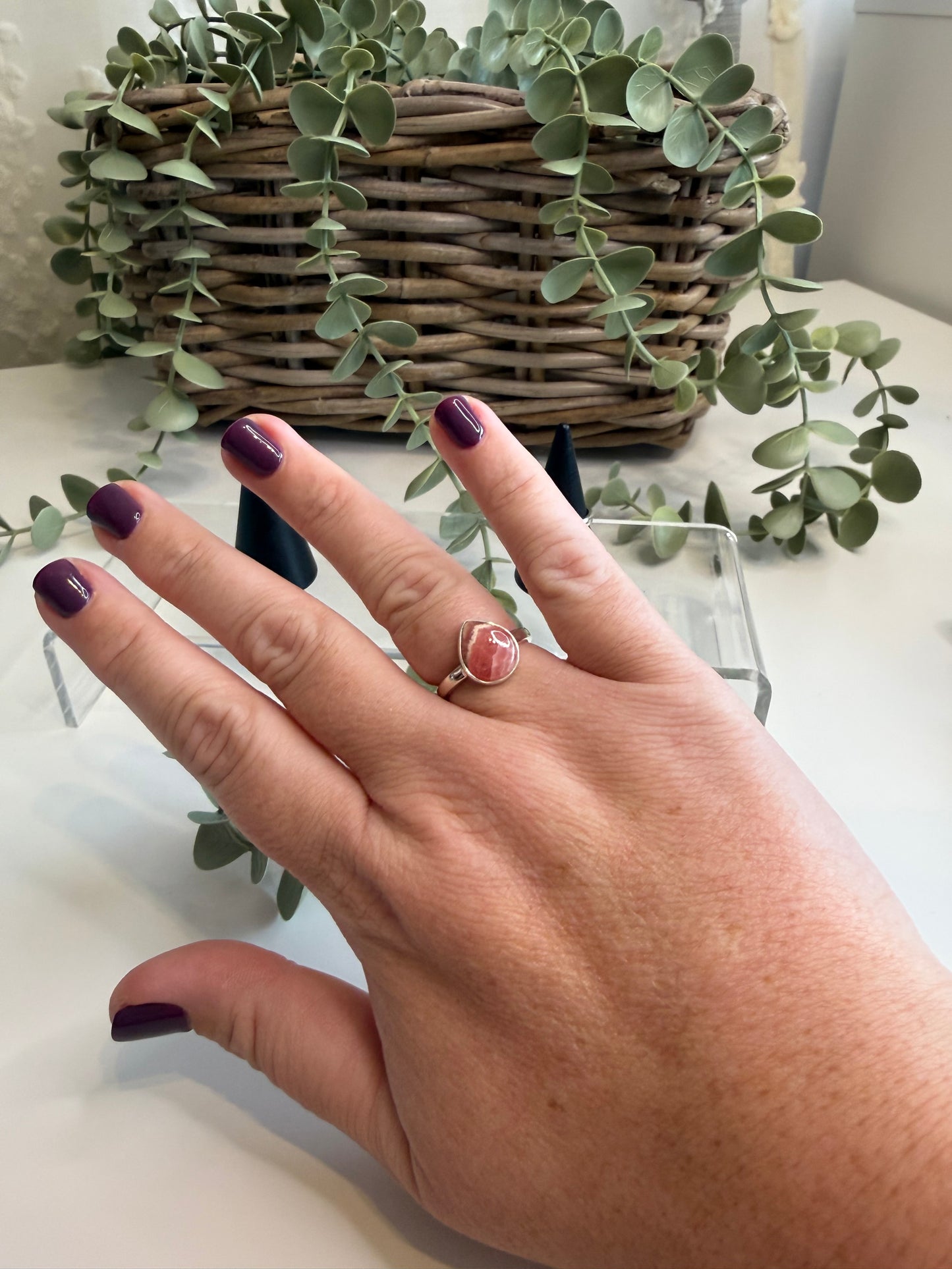Rhodochrosite Ring (Teardrop)