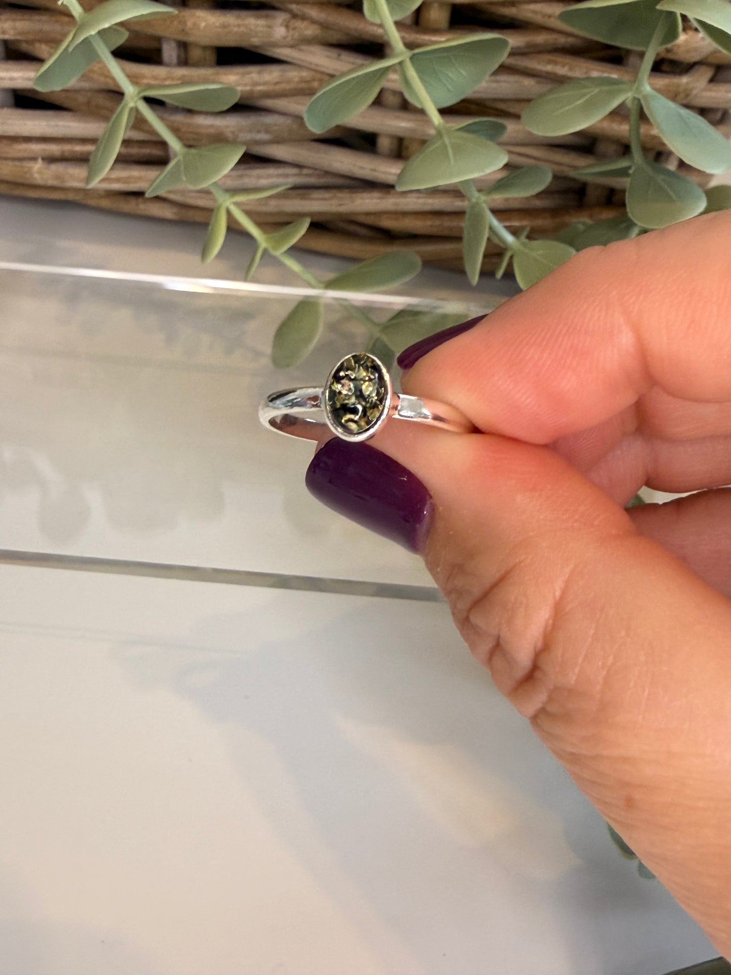 Baltic Amber Classic Ring (Green)