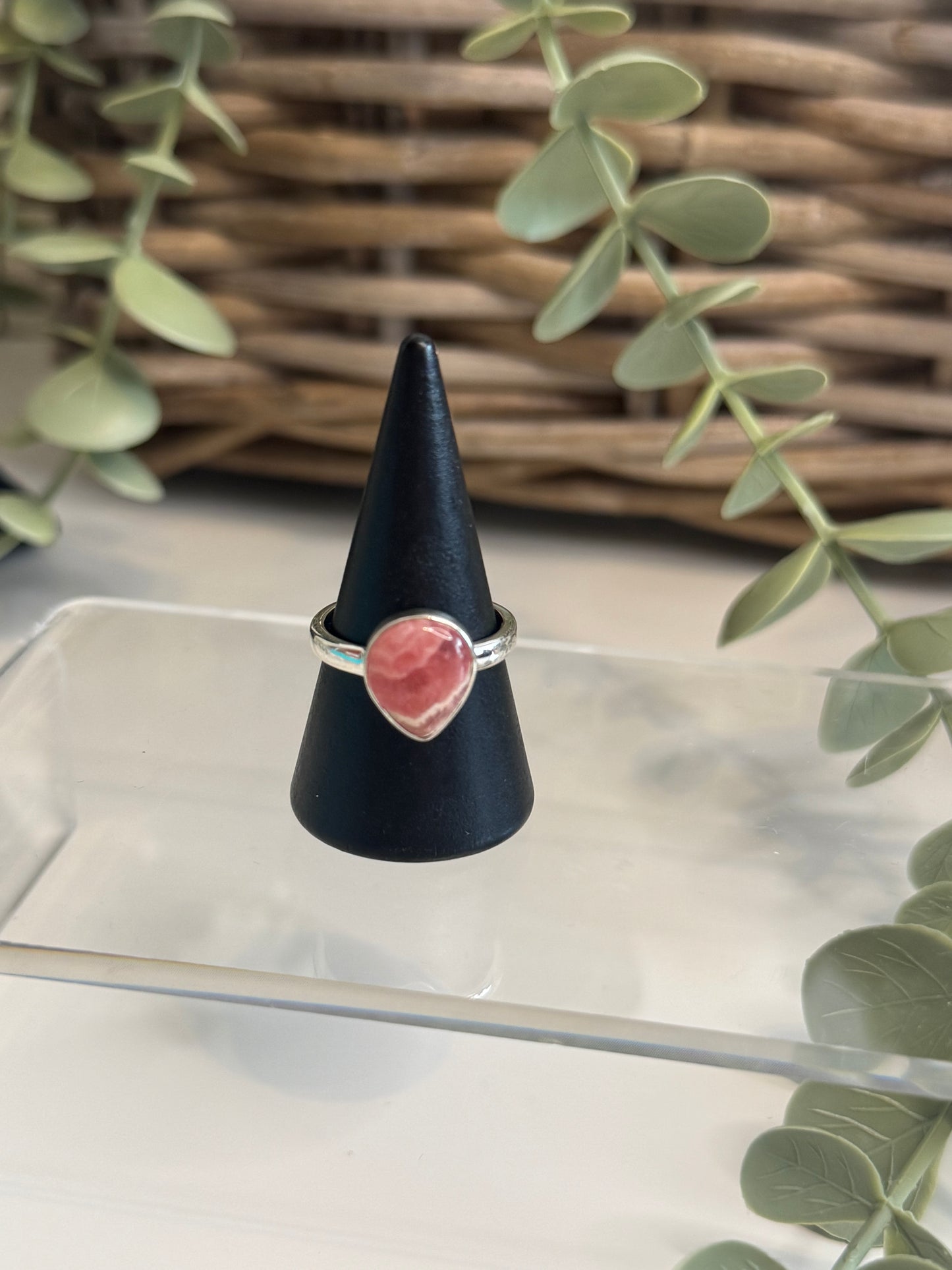 Rhodochrosite Ring (Teardrop)