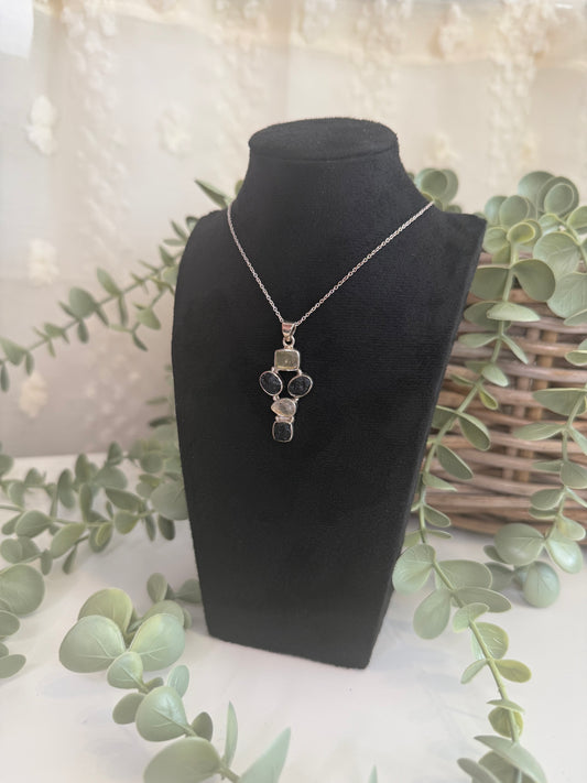 Libyan Desert Glass and Agni Manitite Pendant (1)