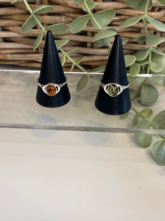 Baltic Amber Sun & Moon Ring (Cognac)