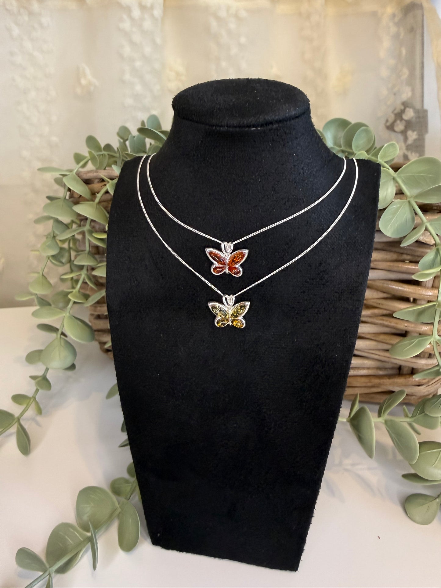 Baltic Amber Butterfly Pendant (Cognac)