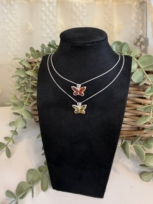 Baltic Amber Butterfly Pendant (Cognac)