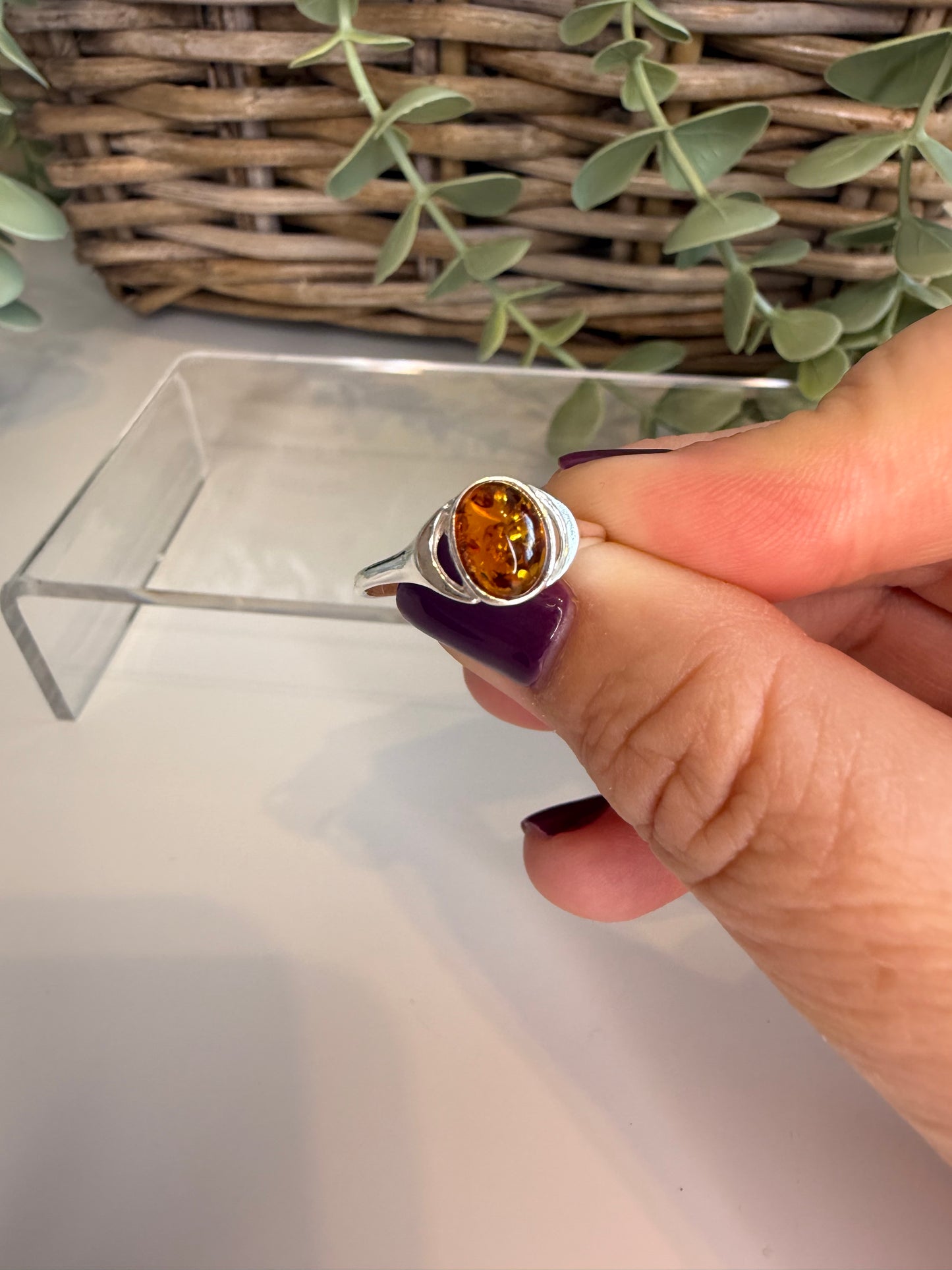 Baltic Amber Sun & Moon Ring (Cognac)